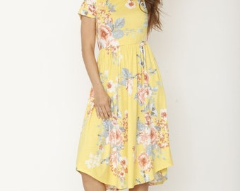 Floral Midi Dress with Pockets