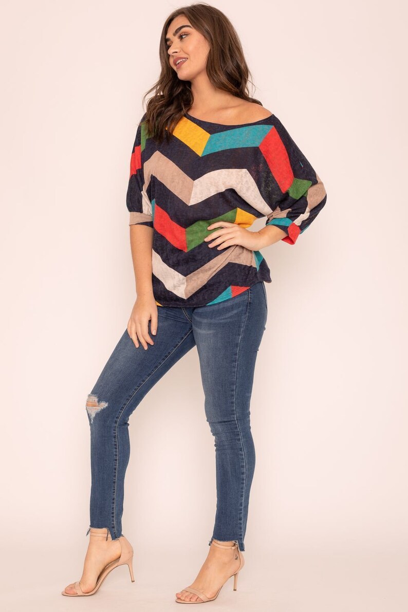 Mustard /& Red Chevron Dolman Tunic