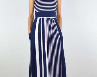 Multi Stripe Sleeveless Maxi Dress(4 Colors)