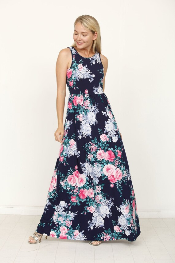 navy floral maxi