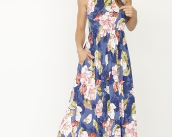Floral Pocket Sleeveless Maxi