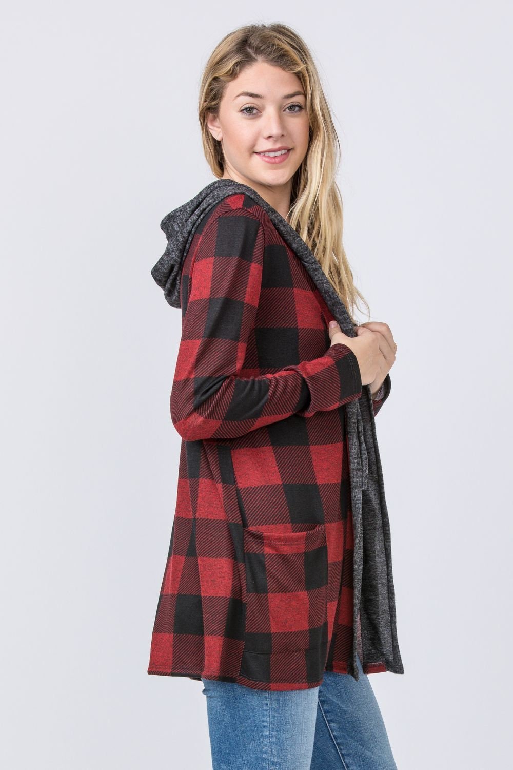 Buffalo Plaid Hooded Cardigan - Etsy