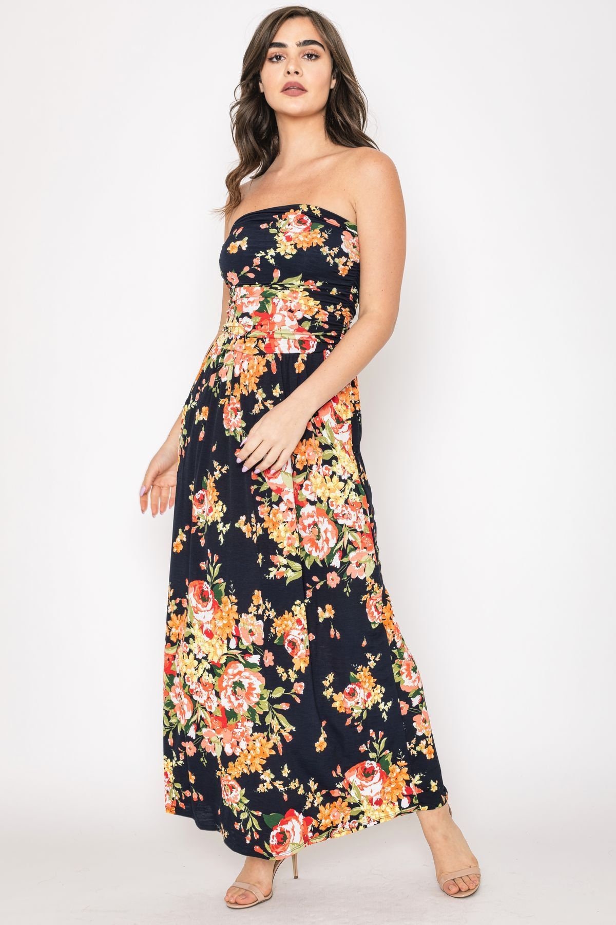 Floral Tube Top Maxi Dress | Etsy