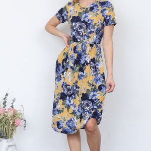 Short Sleeve Floral Midi Dress