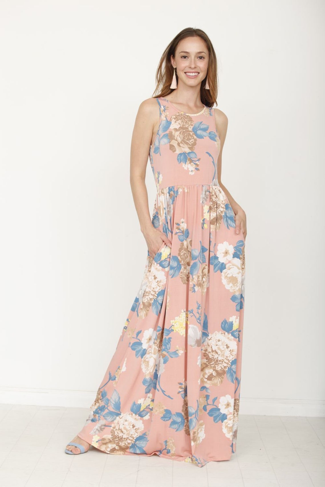 Pastel Floral Maxi Dress - Etsy