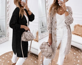 Long Crochet Sweater Cardigan | 3 Colors | S-2XL