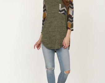 Chevron Front Pocket Tunic