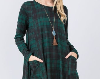checked long dress