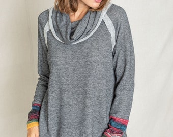 French Terry Cowl Neck Tunic