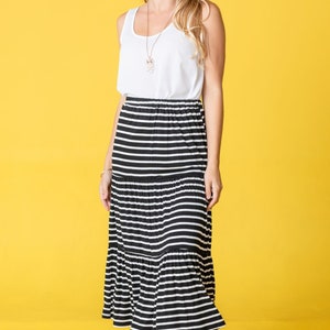 Tiered Stipe Midi Skirt 3 Colors S to 3X Plus image 2