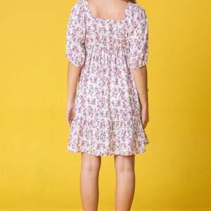 Romantic Ditsy Floral Square Neck Ruffle Hem Dress image 4