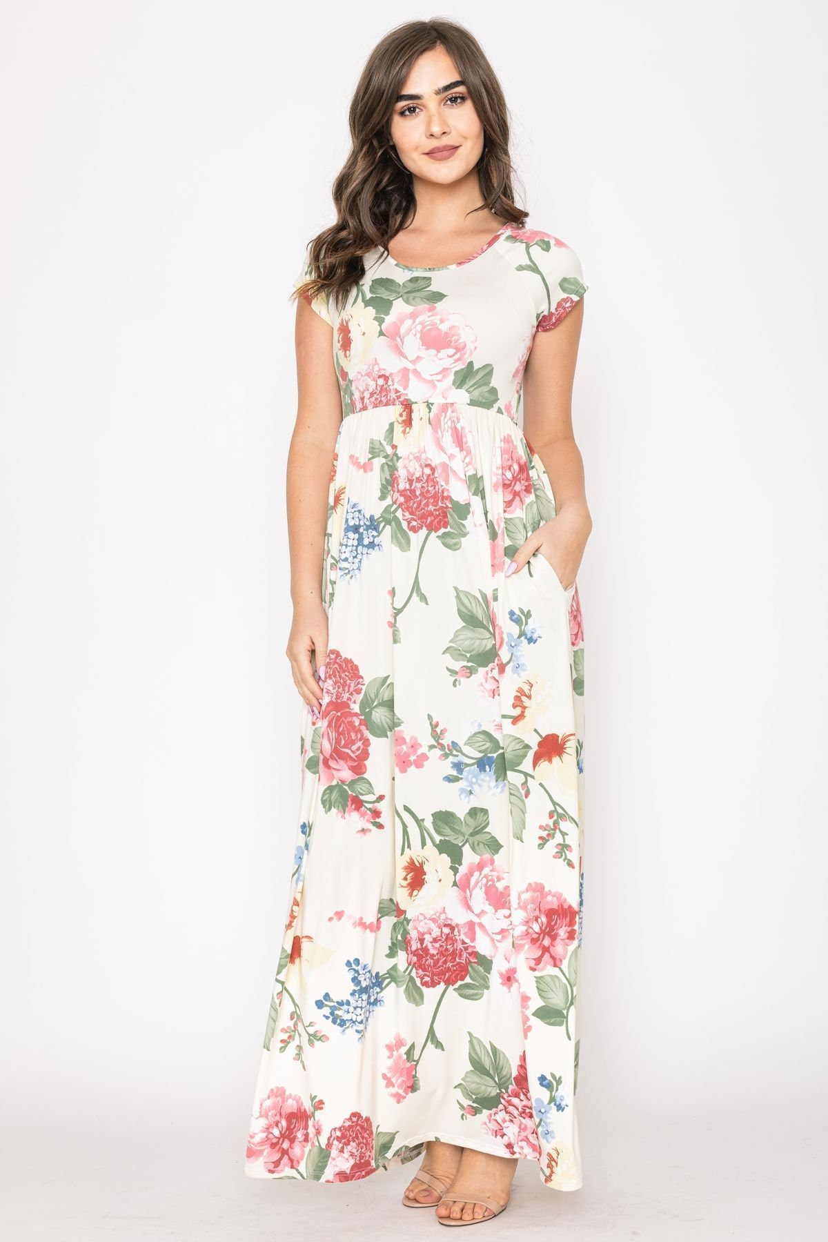 Ivory Rose Garden Raglan Cap Sleeve Maxi Dress - Etsy