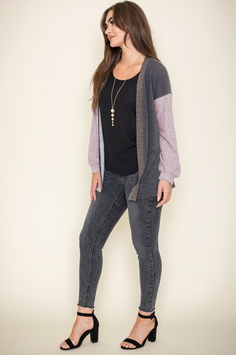 Color Block Knit Cardigan 3 Colors S to 3X reg Plus Etsy
