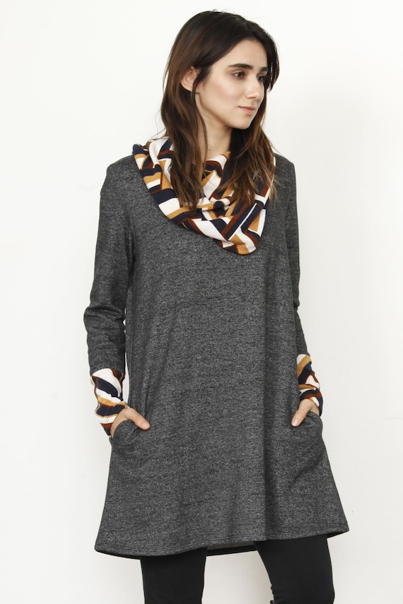 Cowl neck 2025 tunic dress