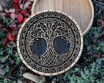 CELTIC WOODEN BOX Tree of Life  for jewelry, bracelets and coins - Jewellery Gift idea Yggdrasil Arbor Vitae