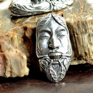 GREENMAN Silver Pendant Greenman Pendant Cernunnos Jack in the green Face Leaves Tree Forrest Man Celtic Pagan Jewelry Sterling Jewellery