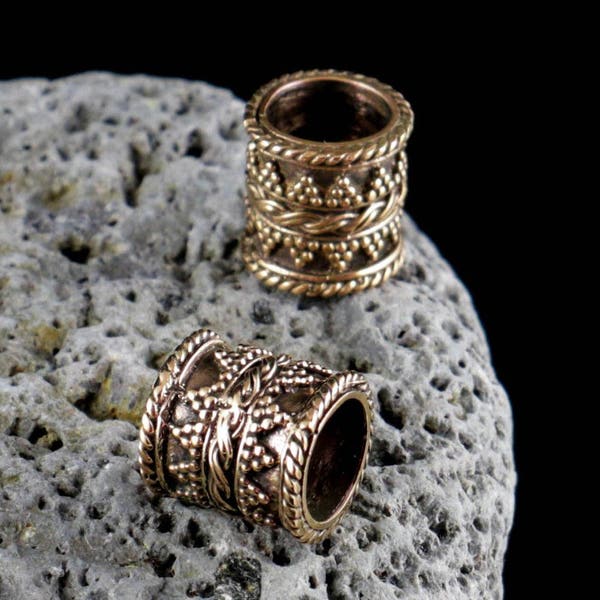 Barbe Viking bague en bronze moustache Vikings anneaux païens perles perles Ag bijoux bijoux accessoire nordique médiéval moyen-âge vivant histoire Sca