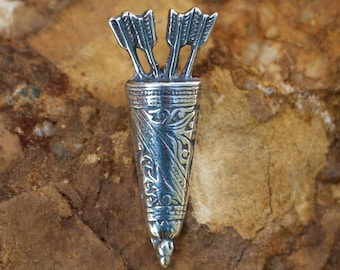 QUIVER silver archery pendant Inspired by Middle Bronze Age Symbols History Historical Artisan Jewellery