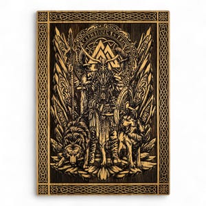 Odin, wall decoration, wood 32x46cm