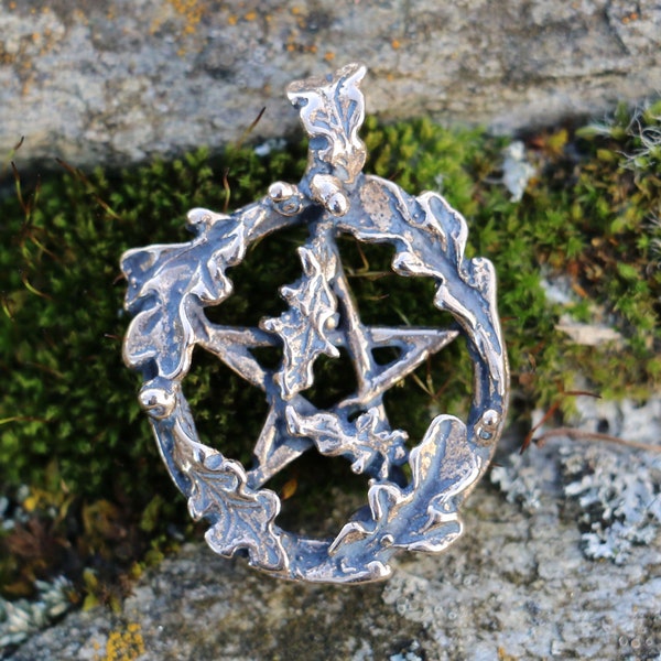 Bronze OAK PENTACLE Pentagram Pendant Witchcraft Magic Wicca Pagan Charm Jewelry Jewellery Wiccan Symbol Talisman Amulet Jewel