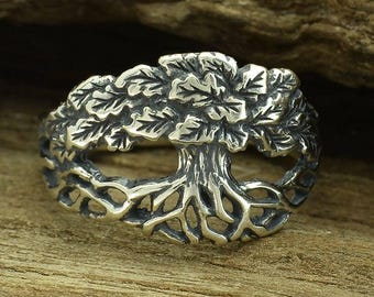 Sterling Silver Celtic Oak Tree Ring