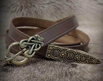Leather Viking Belt with Buckle