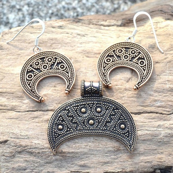 LUNULA Dark Age SET Bronze Earrings and Pendant