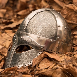 Viking Ocular Helm 2mm thickness for re-enactment battles decorated by hammering made in Czech Republic Armor Armour Helmet Norse Vikings