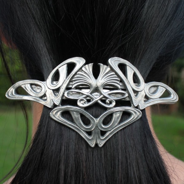 Art Nouveau tin hair brooch clip