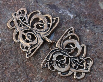 Broche de capa Art Nouveau de bronce