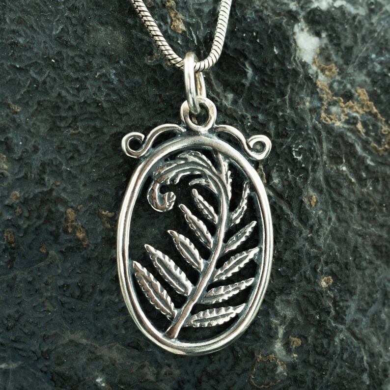 FERN Sterling Silver Pendant Necklace New Zealand All in black Etsy