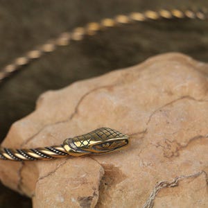 Bronze Jörmungandr Snake Torc - Viking Serpent Necklace
