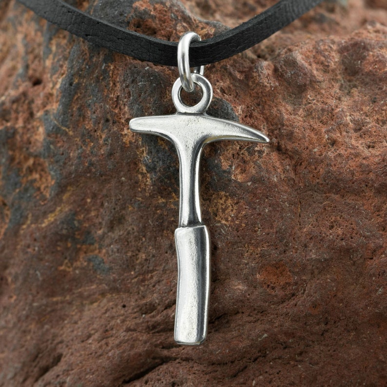 Geological Hammer Silver Pendant Charm Necklace Amulet Etsy