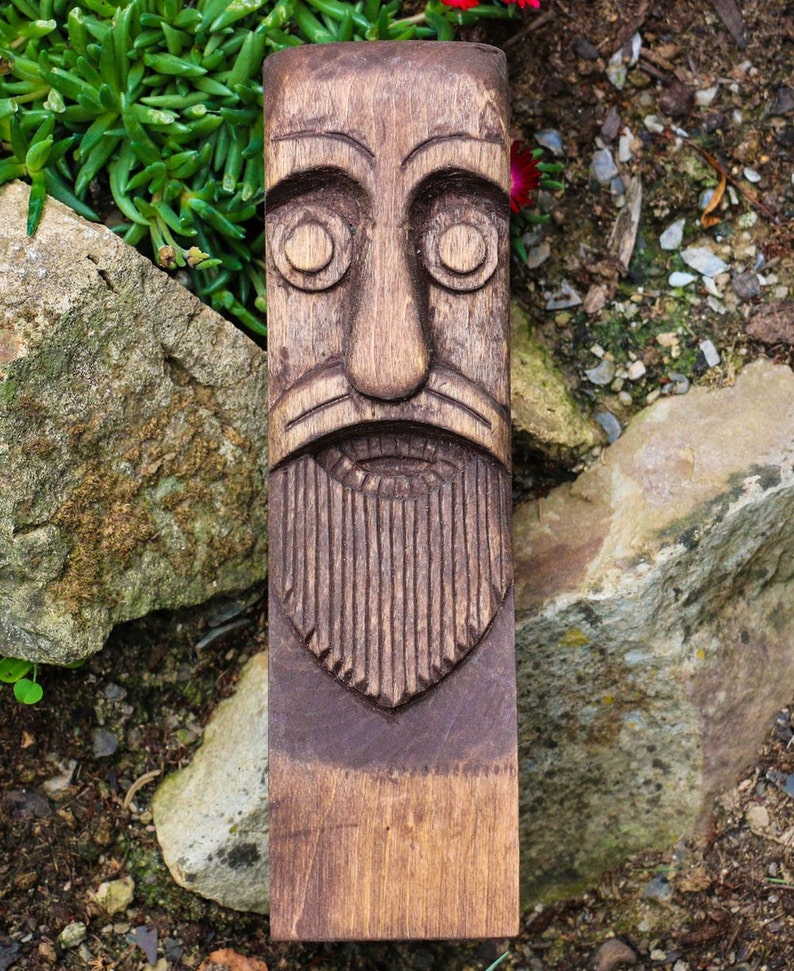 ODIN Carved Wooden Statue Figure Viking God Vikings Idol Norse Etsy