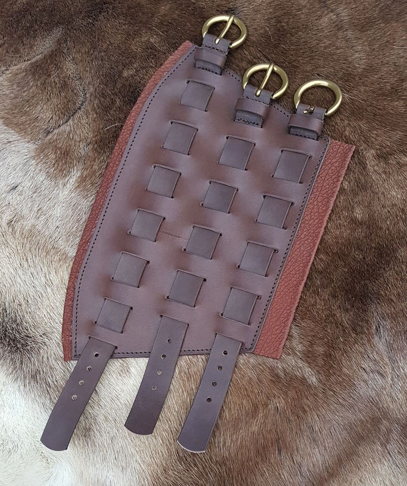 Genuine LEATHER BRACERS with Metal Buckles Pair Larp Living History Handmade Leather Armour Armor Fighting Rock Metal Goth Accessory