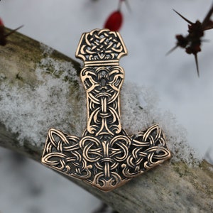 MJOLLNIR トールのハンマー、バイキング北欧ペンダント、ブロンズタリスマン
