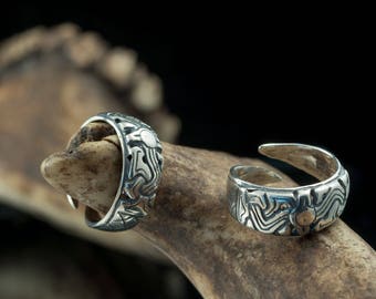 Silver Viking Ring Adjustable Pagan Jewelry Jewellery Norse Art Style Borre