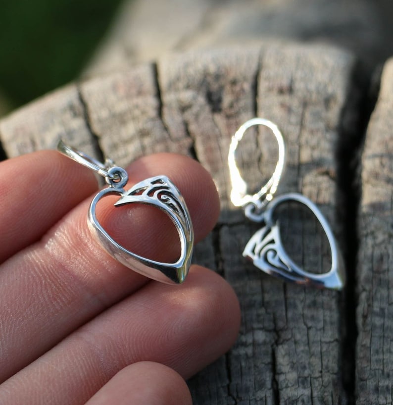 CELTIC HEART Sterling Silver Earrings Earring Jewel Jewellery Celts Irish Scottish Pagan Ireland Jewelry Hand made Scotland Magic Ancient