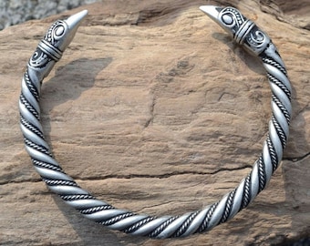 CORBEAU VIKING plaqué argent Bracelet jonc Artisanal Design original Inspiré de l'histoire Bijoux Bijoux réglables