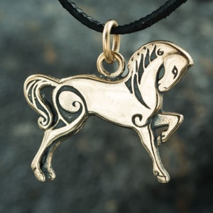 SLEIPNIR Bronze VIKING HORSE Pendant Pagan Norse Celtic Charm Necklace Jewelry Jewellery Irish Epona Scottish Horses Animal Running Equites