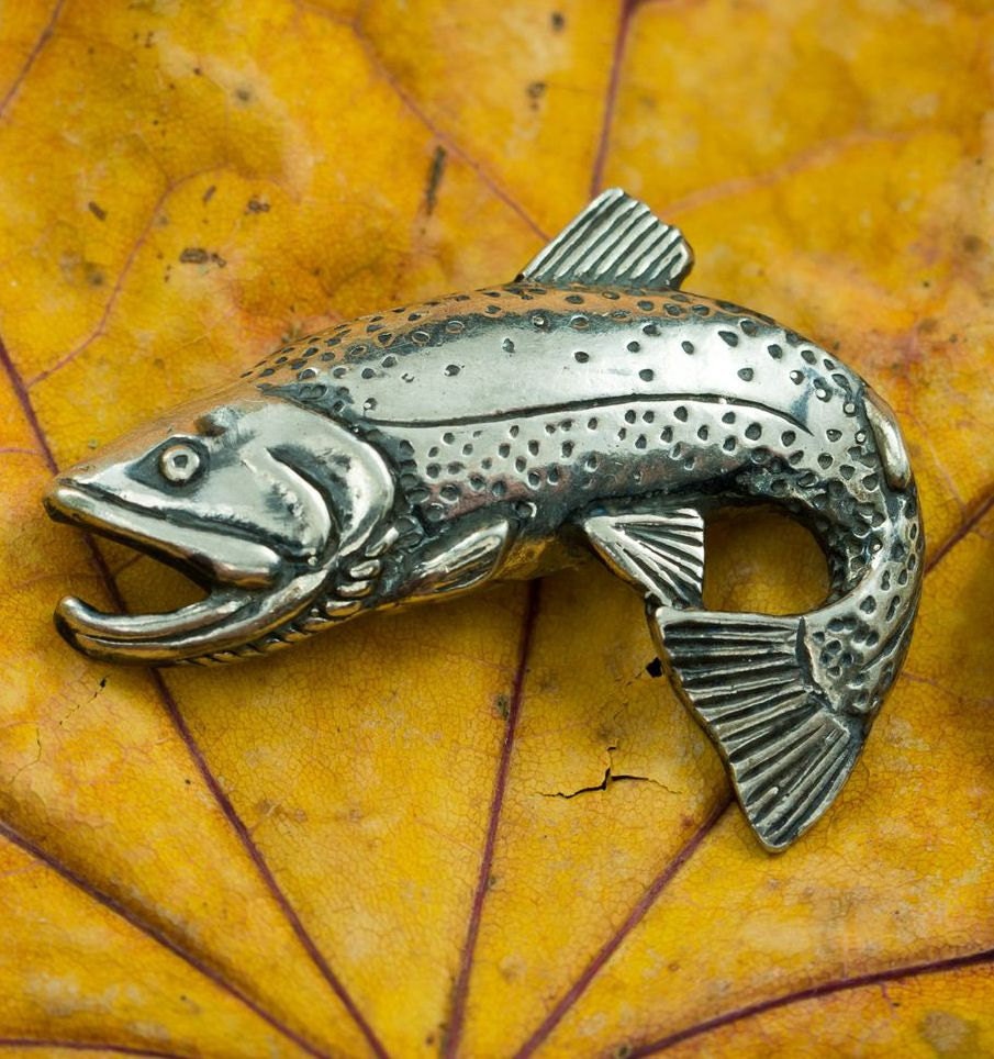 TRUCHA Plata de Ley Colgante Collar Ag Peces Pesca Joyería Joyería Pescador Río Peces Animal Naturaleza Amuleto Encanto Salto Lago