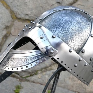 Viking Ocular Helm 2mm thickness for re-enactment battles decorated by hammering made in Czech Republic Armor Armour Helmet Norse Vikings