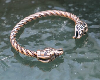 Bronze Celtic Dragon Bracelet - Draig