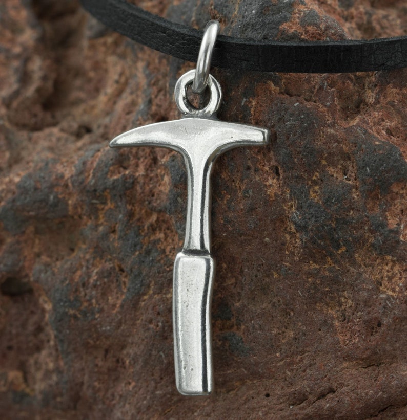 Geological Hammer Silver Pendant Charm Necklace Amulet Etsy