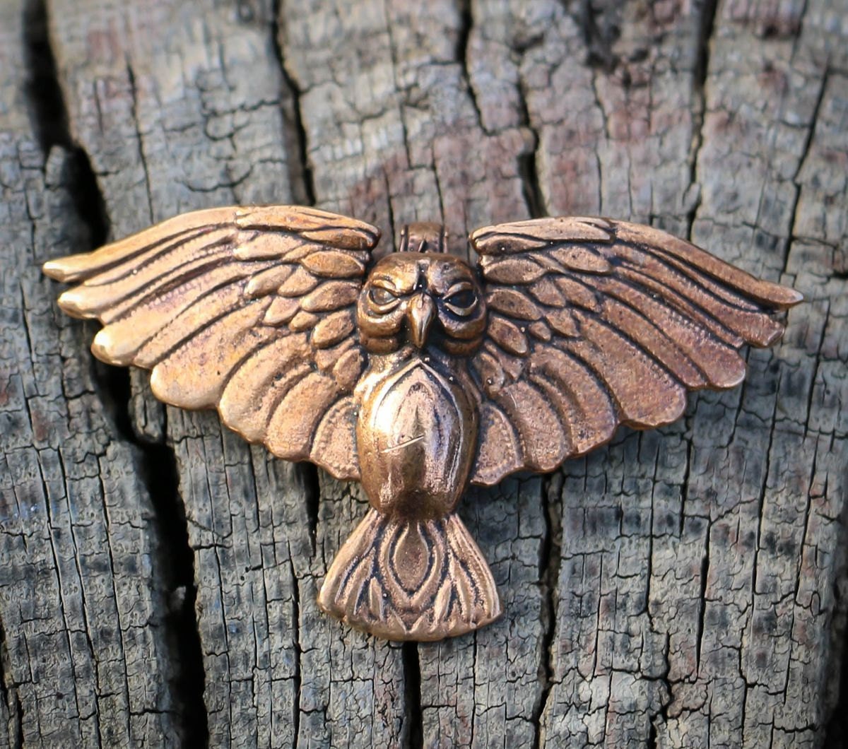 Collier Pendentif Hibou (owl) En Bronze - Tarot Animal, Bijou Bohème Sans Emballage D’origine