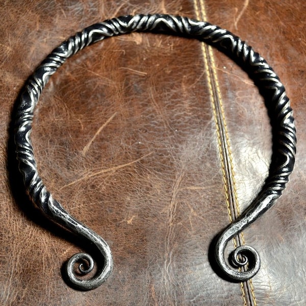 TWISTING IRON TORC Torc Torques Necklace Twisted Druid Celtic Celt Celts Viking Vikings Iron Steel Metal Handmade Forged Craft Metalhead