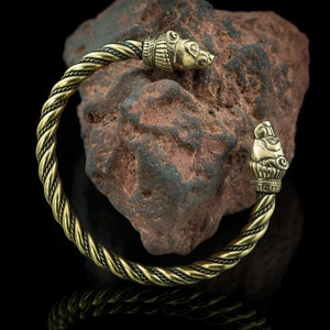 VIKING BEAR Brass BRACELET Twisted Wires Bears Head Vikings Berserker Berserkr Warrior Strength Gift for Men Man Norse Jewelry Jewellery