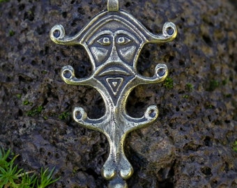 VELES, Slavic pendant replica, zinc/antique brass/pewter/tin alloy