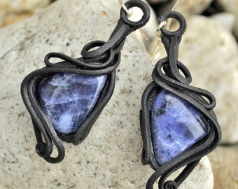 Boucles d'oreilles en pierre gemme bleue SODALITE Pierre de sodalite semi-précieuse