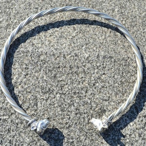 Sterling Silver Celtic Bull Head Torc image 1